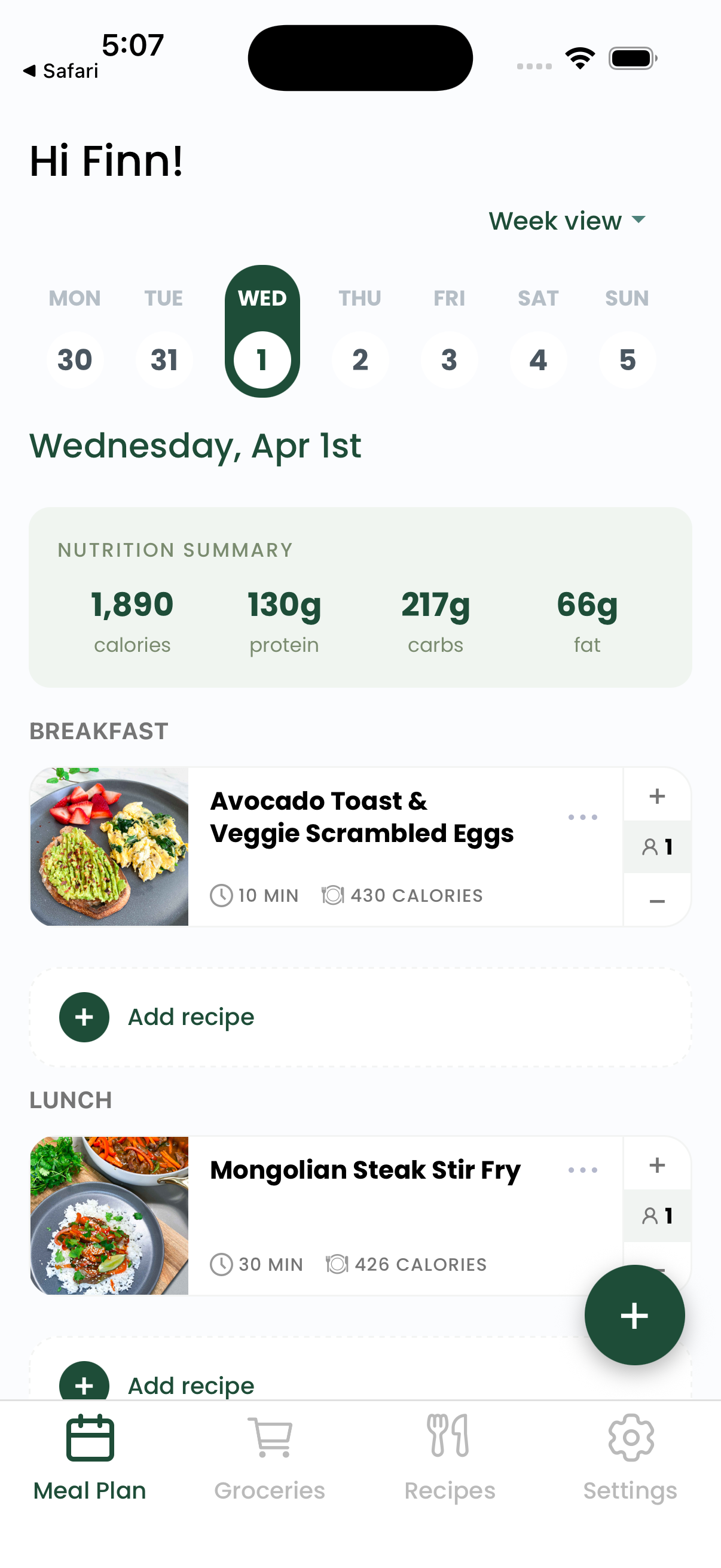 Healthy Kitchen meal planning app